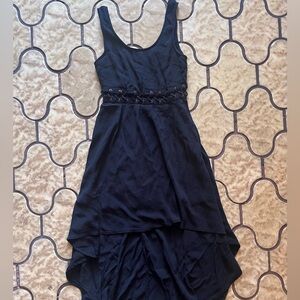 Black High Low Dress w Criss Cross Design Below Chest